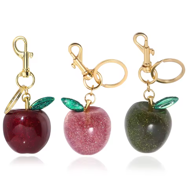 Porte-clés pomme rouge en cristal, mignon, pendentif pour sac à dos, décoration, accessoires exquis, cadeaux