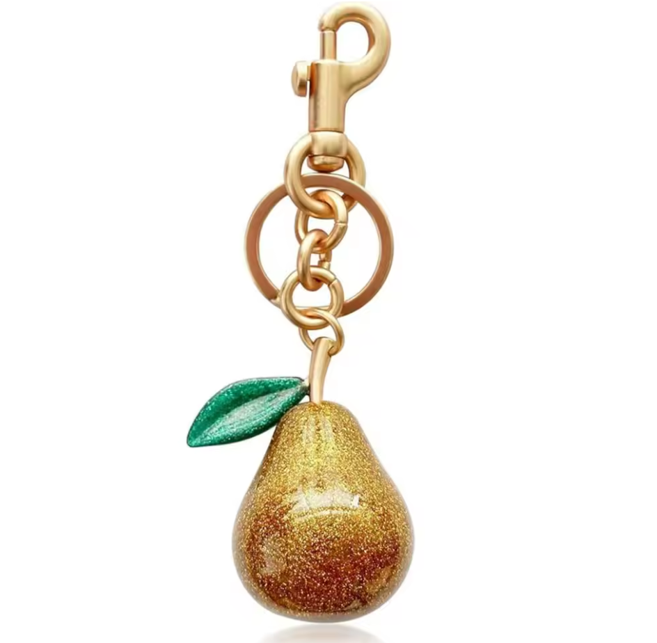 CUIER 1PC Cute Pearl Bracelet Cherry Fruit Keychain Bag Charm Black Red Jelly Cherrys Key Chain - Pearl Red