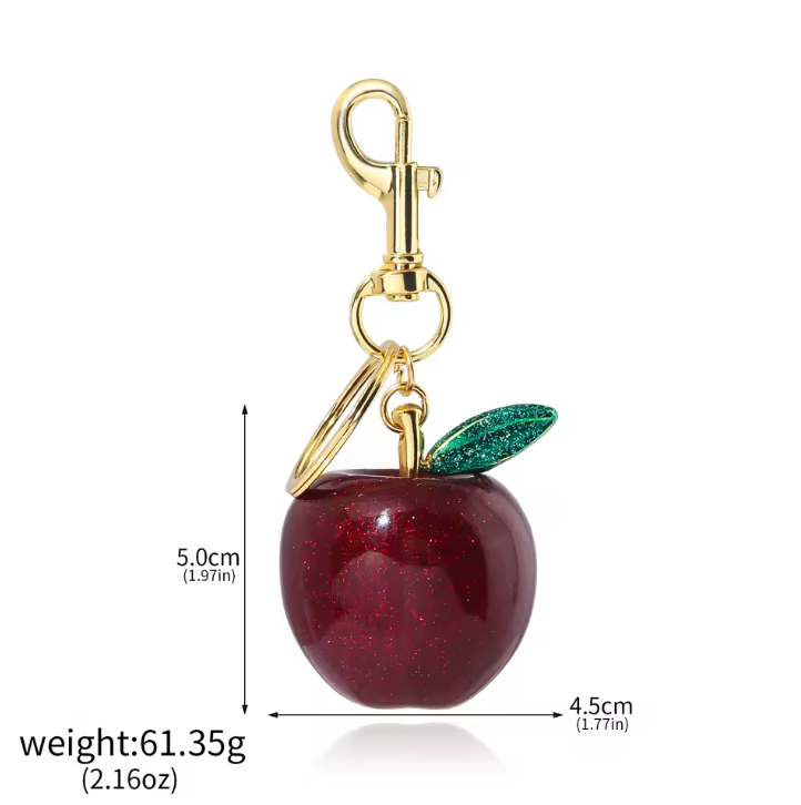 Porte-clés pomme rouge en cristal, mignon, pendentif pour sac à dos, décoration, accessoires exquis, cadeaux