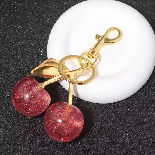 Cristal rouge rose cerise porte-clés accessoires sac pendentif à la mode exquis cristal résine cerise voiture porte-clés pendentif femmes