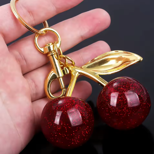 Cristal rouge rose cerise porte-clés accessoires sac pendentif à la mode exquis cristal résine cerise voiture porte-clés pendentif femmes