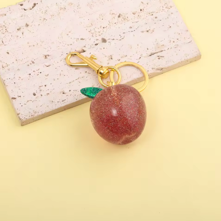 Porte-clés pomme rouge en cristal, mignon, pendentif pour sac à dos, décoration, accessoires exquis, cadeaux