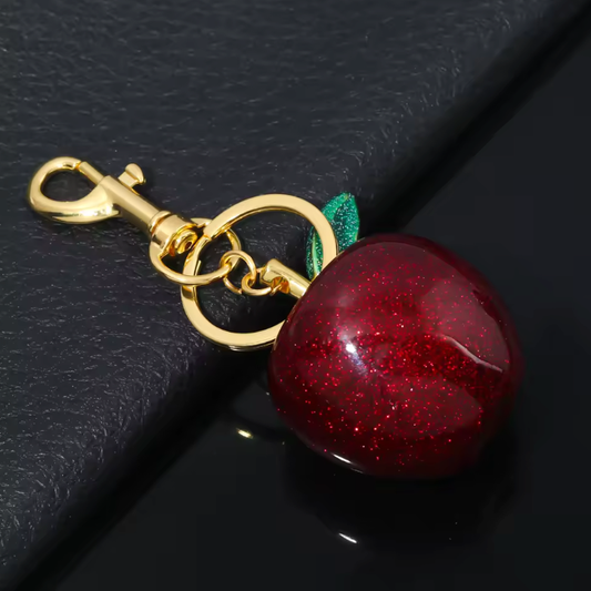 Porte-clés pomme rouge en cristal, mignon, pendentif pour sac à dos, décoration, accessoires exquis, cadeaux