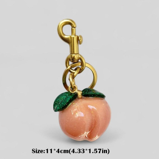 CUIER 1PC Cute Pearl Bracelet Cherry Fruit Keychain Bag Charm Black Red Jelly Cherrys Key Chain - Pearl Red